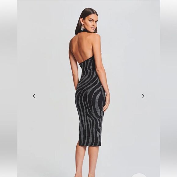 Retrofete Kaisley midi dress black crystal rhinestone knit party bodycon Revolve - Picture 6 of 17